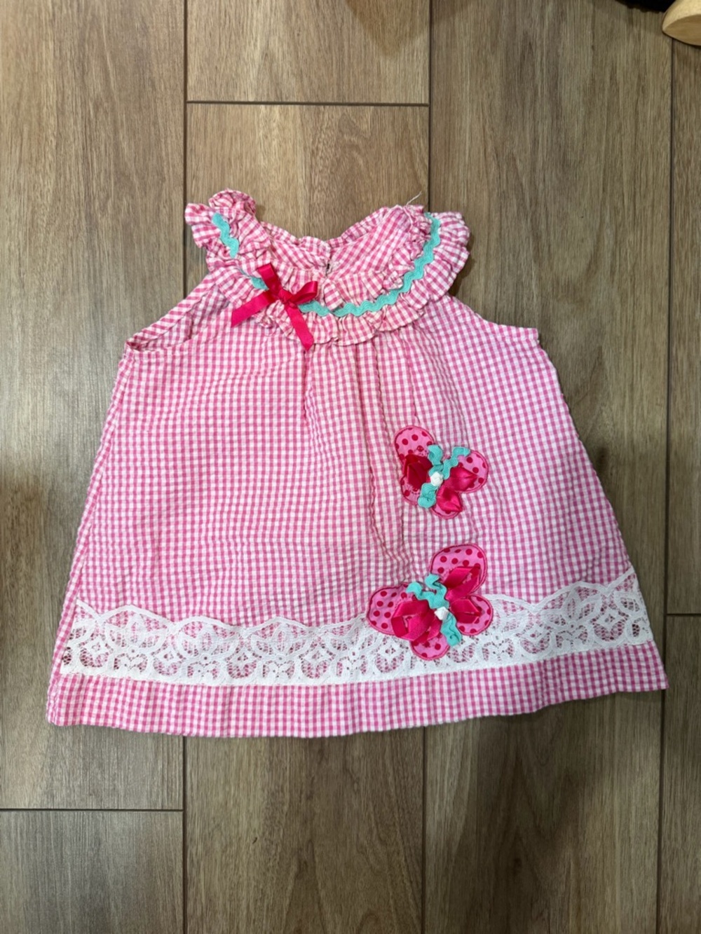 Sweet Seersucker Rare Editions Pink Gingham Dress Label